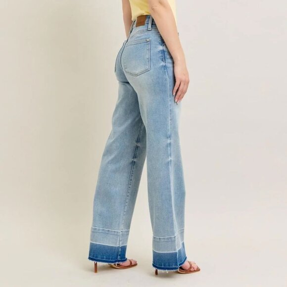 ✨ Judy Blue Mid Rise Release Hem Wide Leg Jeans – Size 11(30), NWT ✨ - Picture 2 of 16